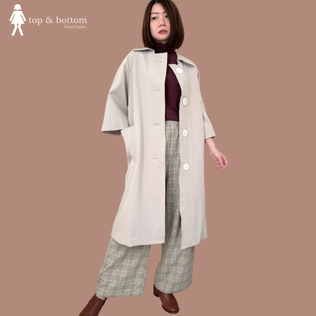 SOLID MID SLEEVE TRENCHCOAT