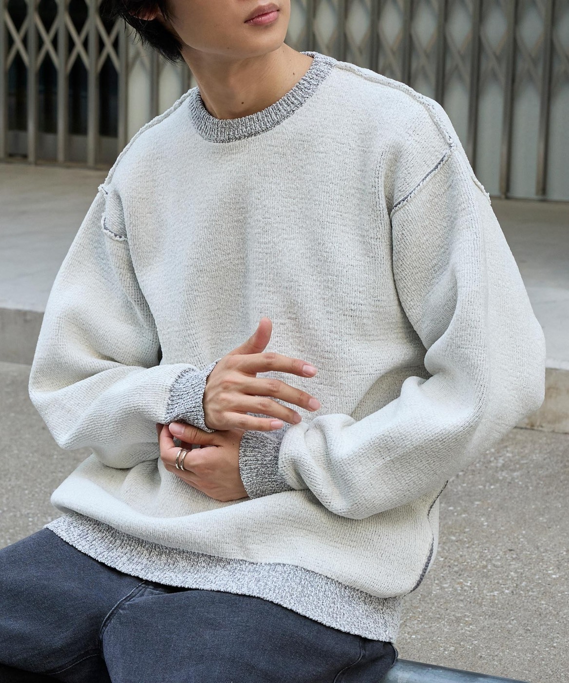 <超便宜!!>日本 MONO-MART 可機洗 圓領 馬海毛 針織衫 撞色滾邊 8色