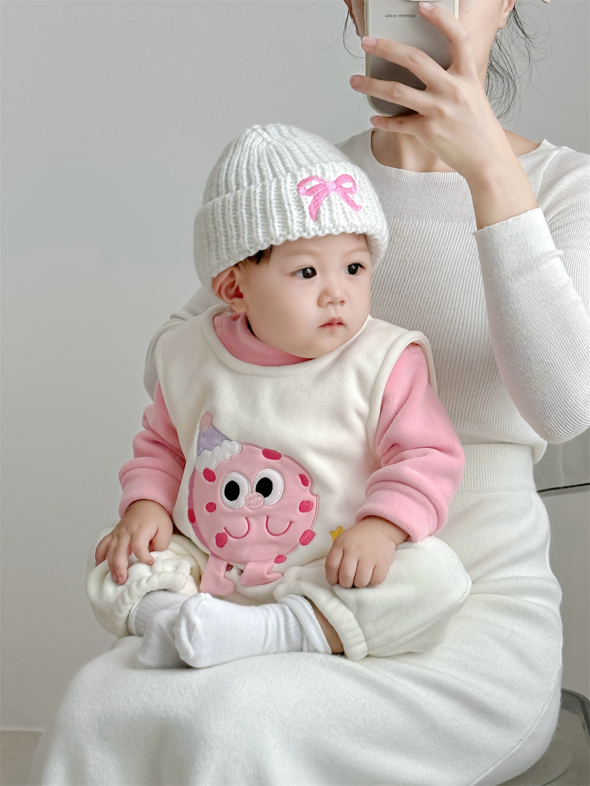 草莓餅乾  搖粒絨連身衣2件組