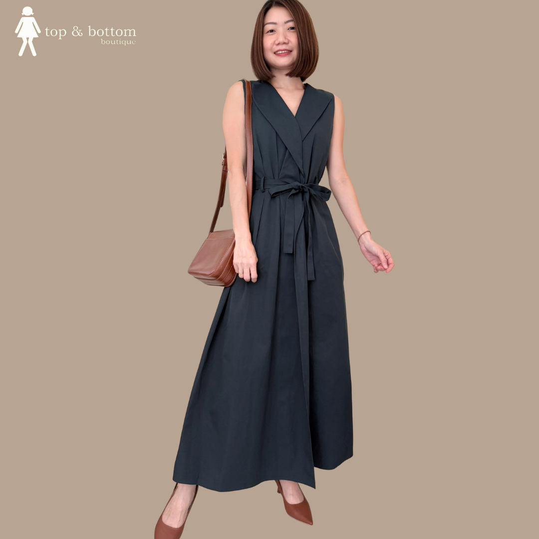 TIE-STRING COLLARED LONG JUMPSUIT