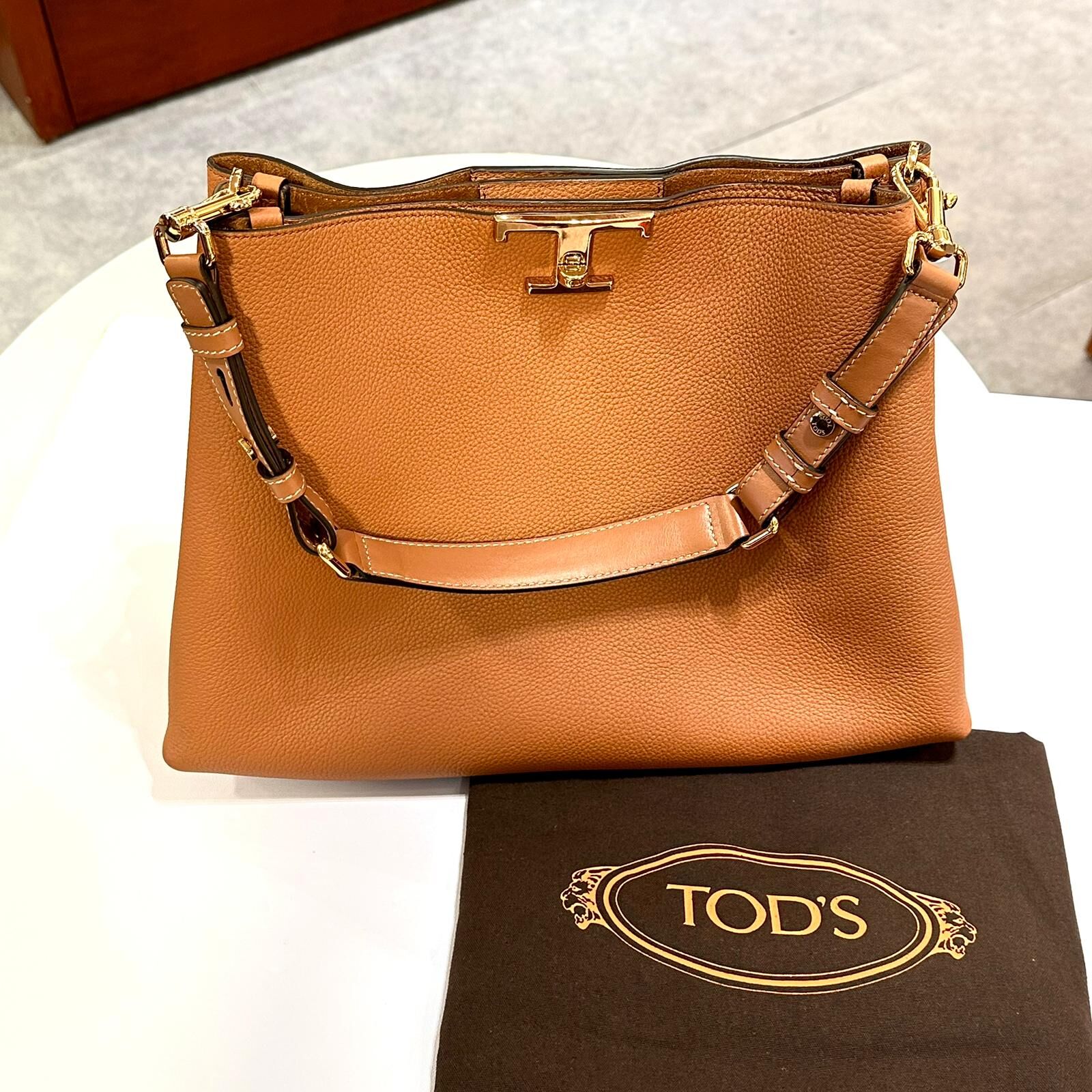 98%NEW二手TOD'S TOTE BAG 啡色全皮 TIMELESS T #兩年免費保養 #香榭站正品