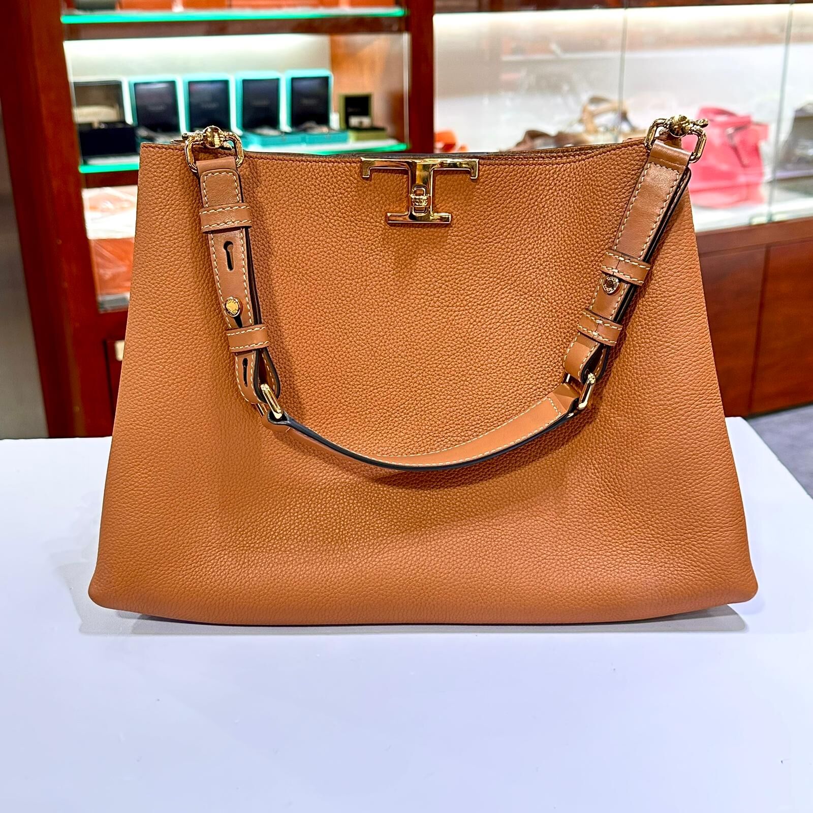 98%NEW二手TOD'S TOTE BAG 啡色全皮 TIMELESS T #兩年免費保養 #香榭站正品