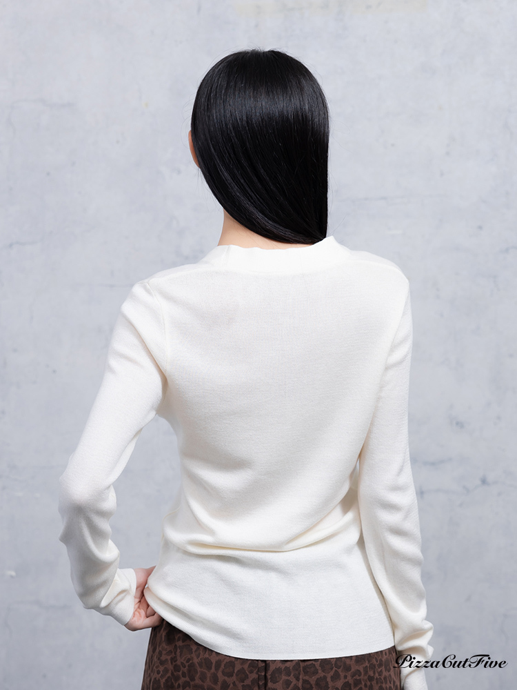 V領長袖針織上衣 PizzaCutFive PCF253403058