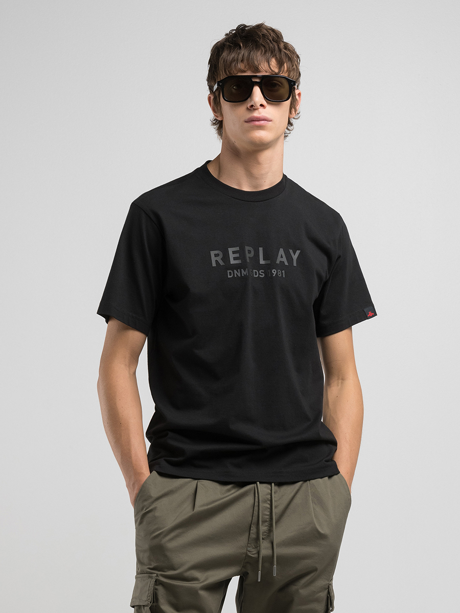 REPLAY 黑色圓領短袖T-shirt