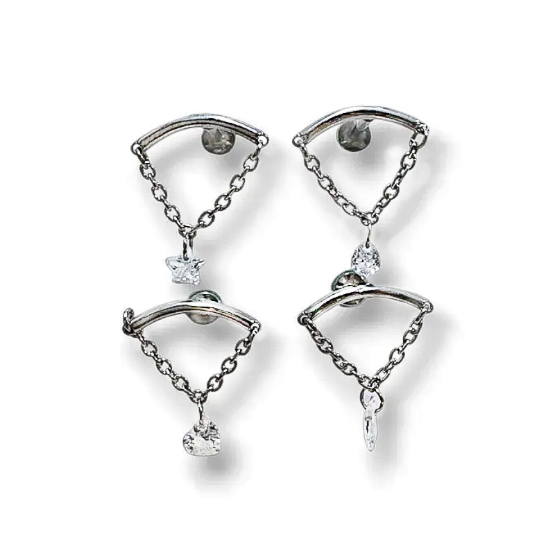 鋼平底-垂鍊裸鋯 4樣式 (單支價)