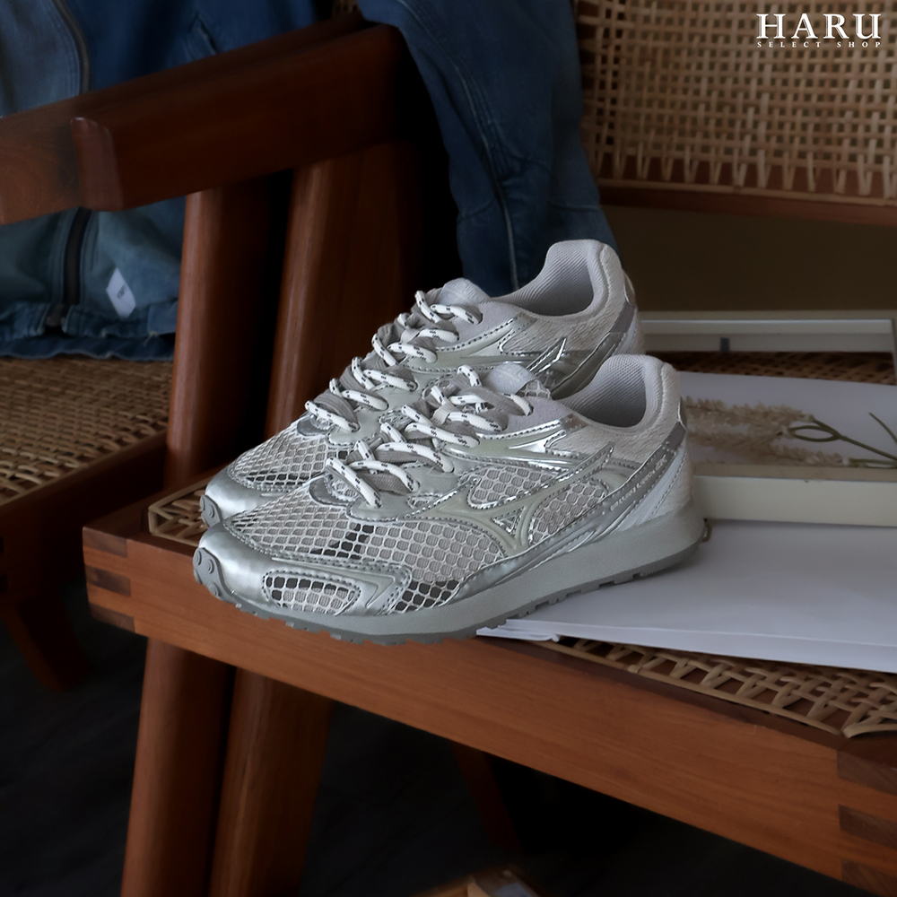 獨家特價 Mizuno LG 60S 2K 做舊 雙鞋帶 華夫金 銀色 慢跑鞋 復古休閒鞋 D1GH242108