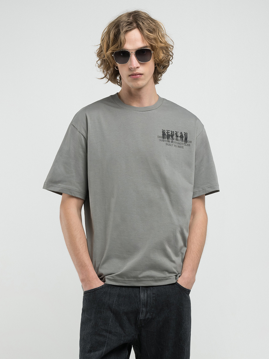 REPLAY 灰色圖片印花短袖T-shirt
