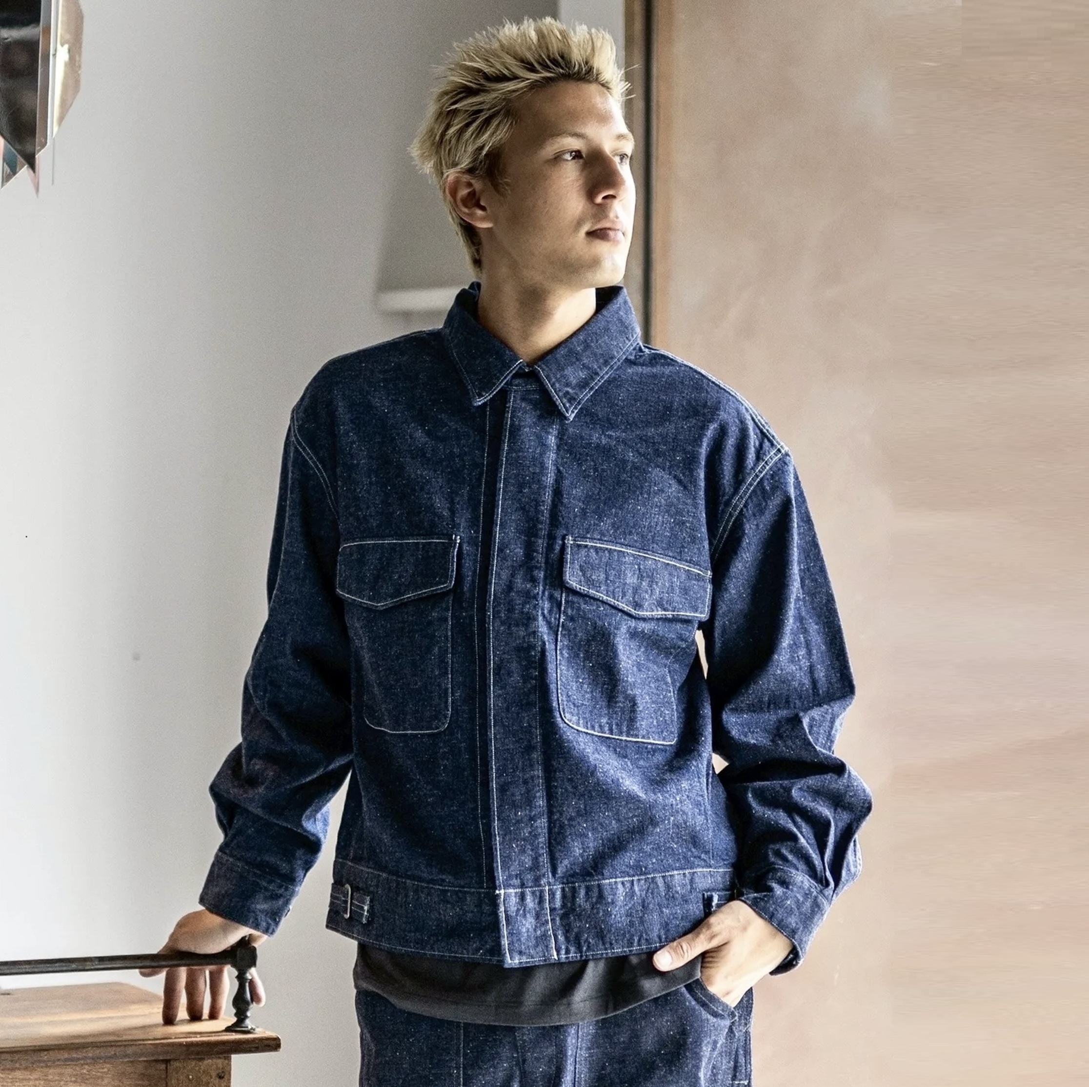 ON SALE: A.PRESSE 2025 ROYAL CANADIAN NAVY DENIM WORK JACKET (25AAP-01-42) - SIZE 2 PRE ORDER ITEM (預訂中)