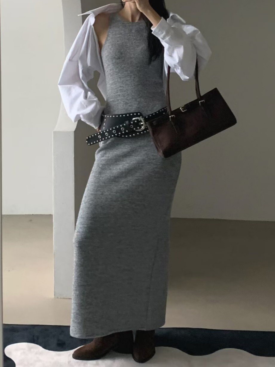 彈力棉毛貼身背心長洋