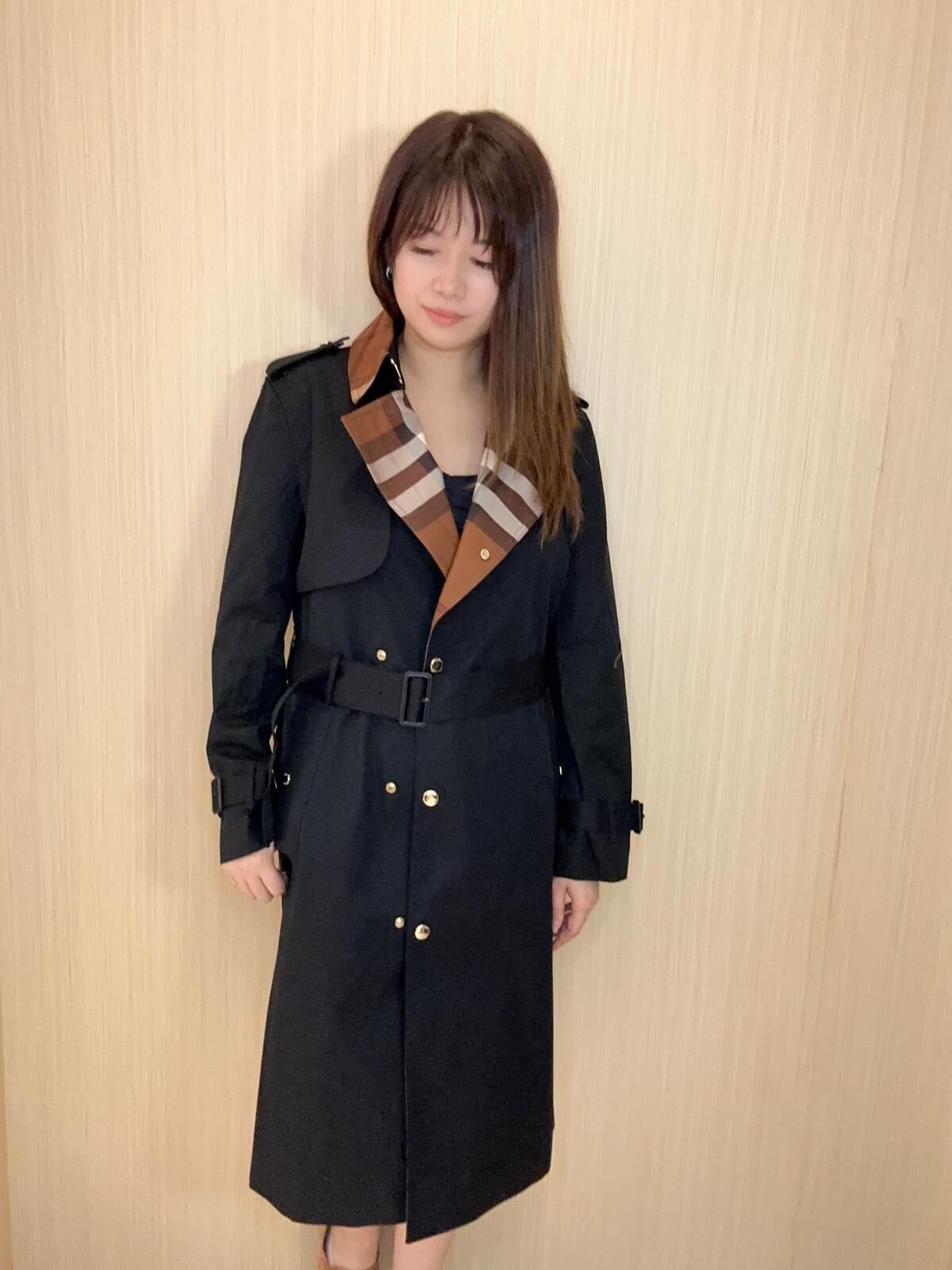 BBR 女款 黑色經典格仔 乾濕褸 Trench