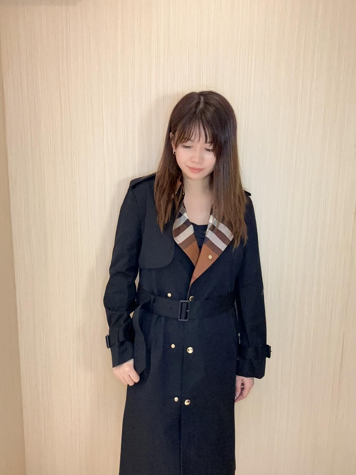 BBR 女款 黑色經典格仔 乾濕褸 Trench