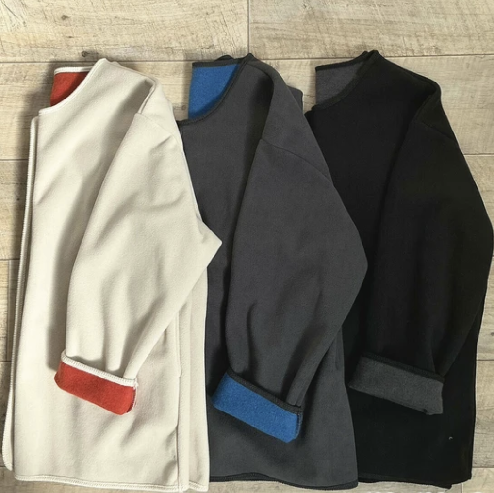 ｛預訂款｝內外雙色設計無領外套（3色入）【日本直送】