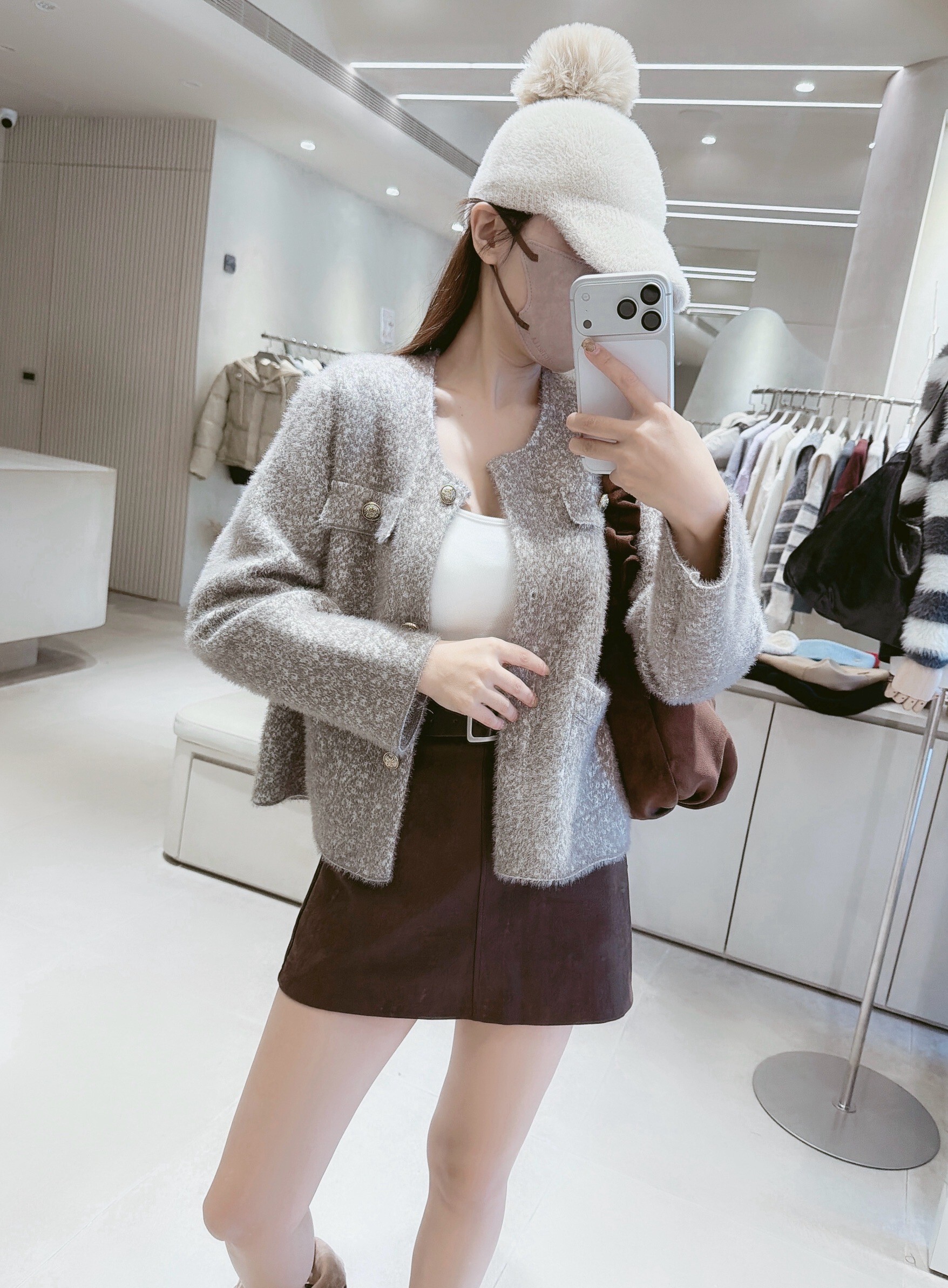 質感混紗排釦針織外套