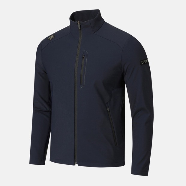 DESCENTE 迪桑特 小LOGO 立領防風外套 深藍色