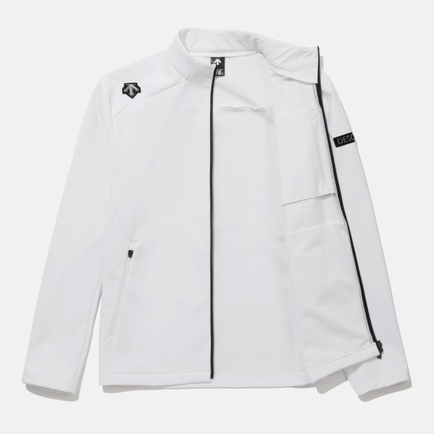 DESCENTE 迪桑特 小LOGO 立領防風外套 白色