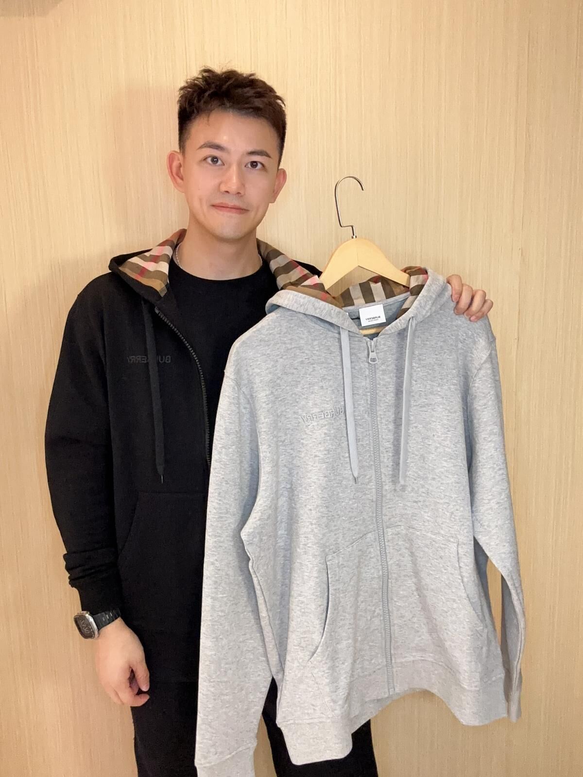 BBR 灰色 經典格仔帽 拉鍊外套 男女可穿