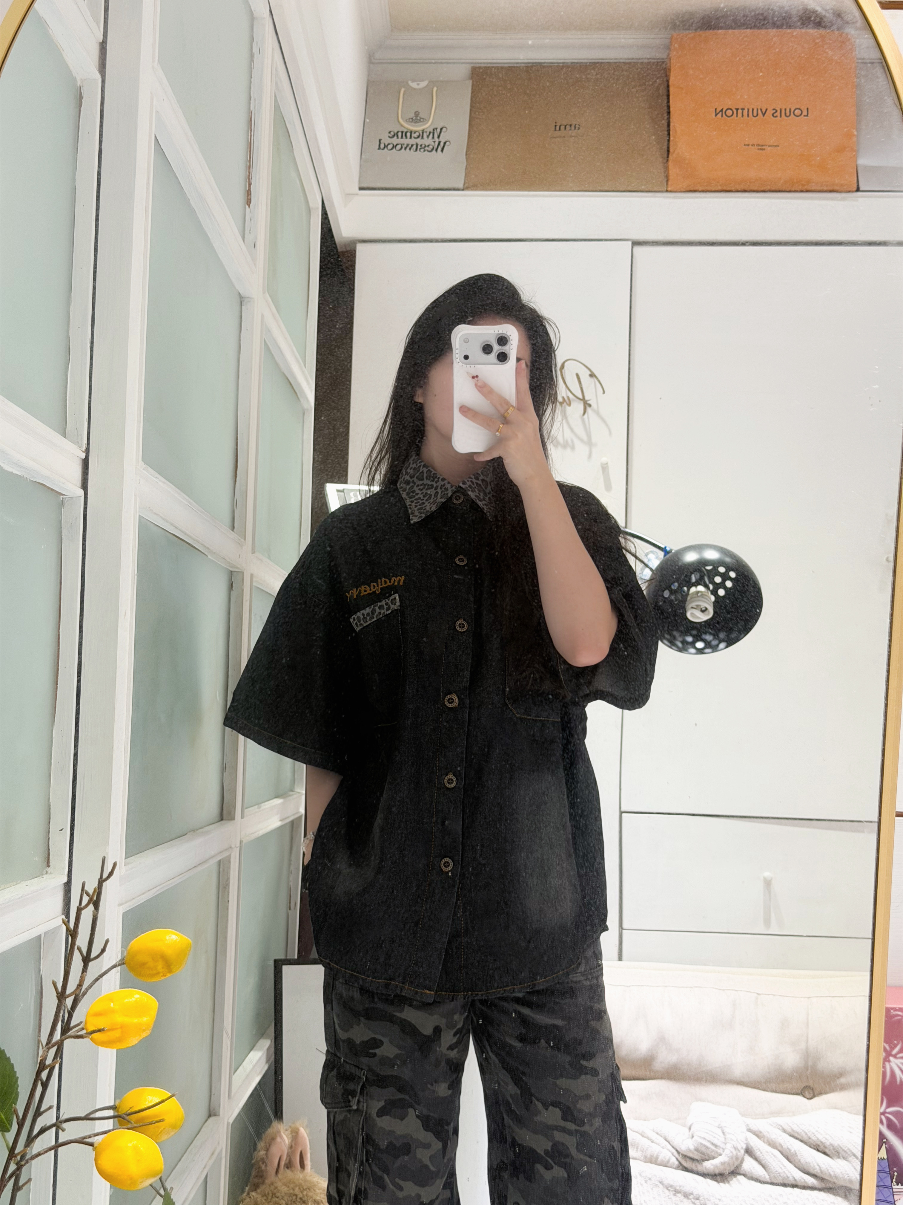 美式翻領豹紋單寧衫🇺🇸