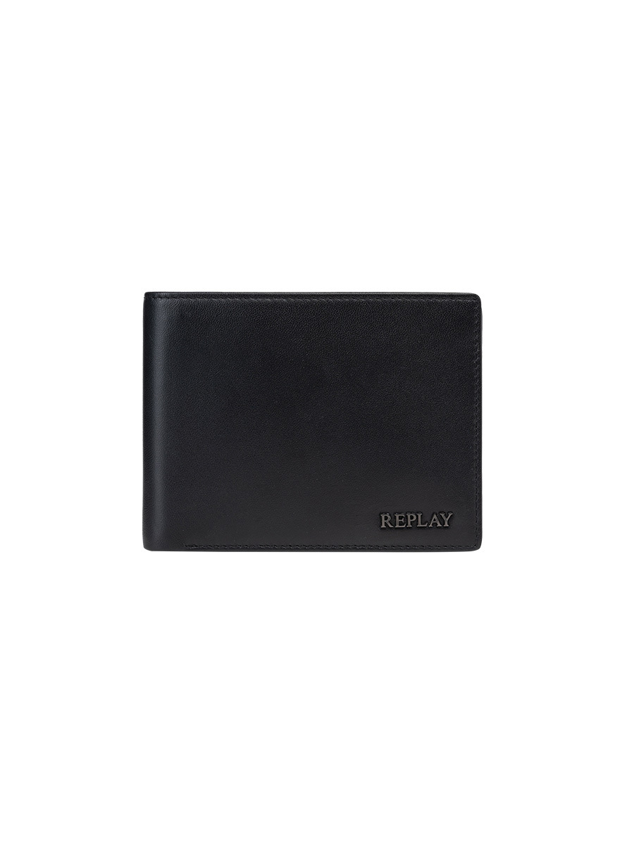 REPLAY 黑色對開皮夾