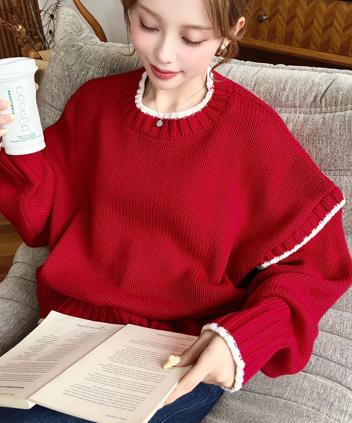 【現貨】日本 Moment+ 撞色 毛衣 長袖 針織衫 五色