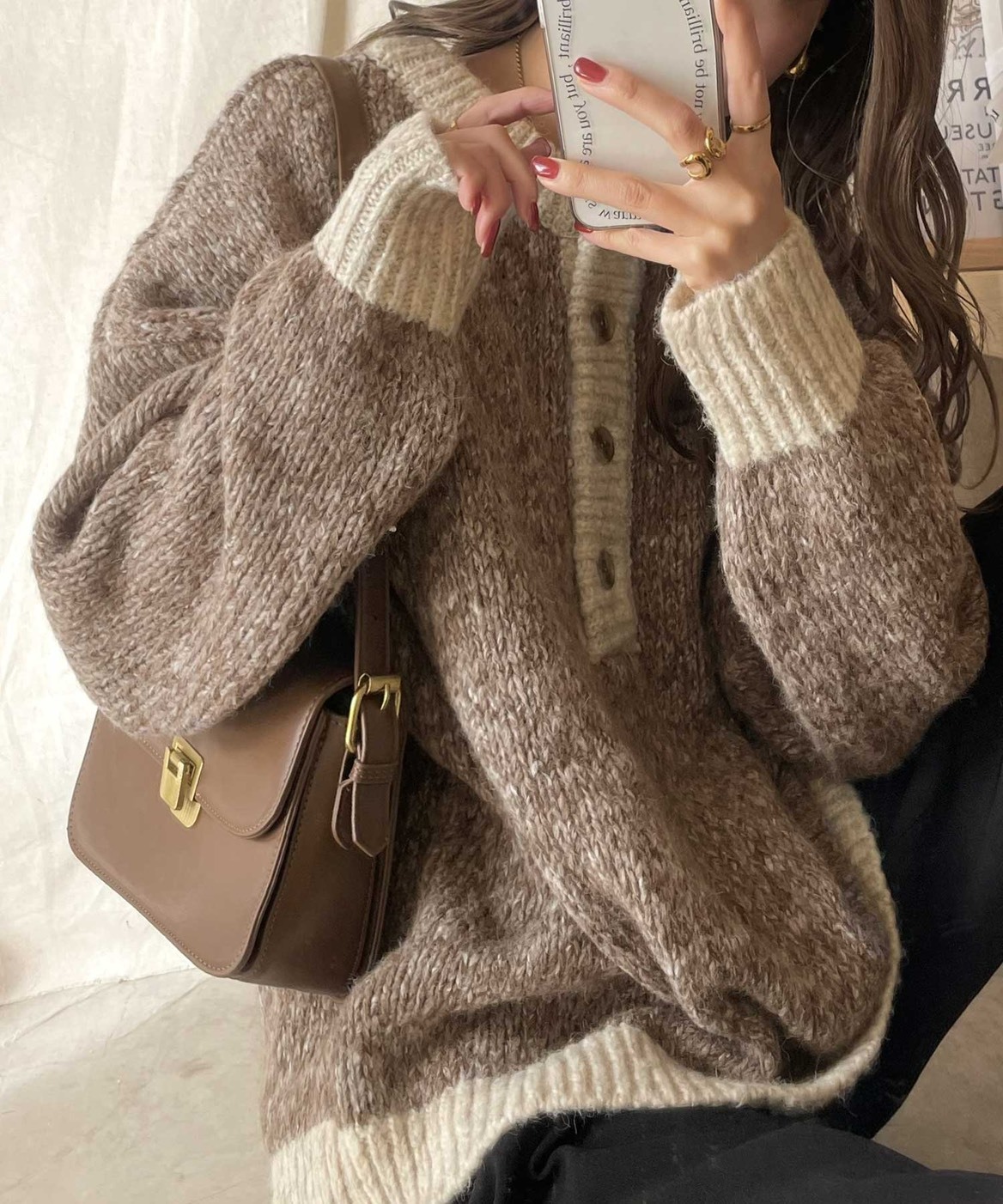 日本 JaVa 雙向穿 亨利領 撞色 毛衣 針織衫 四色