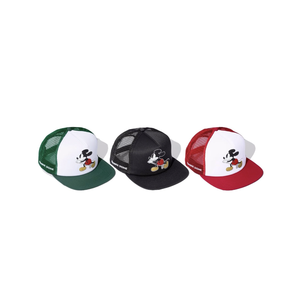 -(B06)-SUPREME NUMBER (N)INE MICKEY MOUSE MESH BACK 5-PANEL 米奇 聯名款 五分割帽 黑色/紅色/綠色-FW25H76