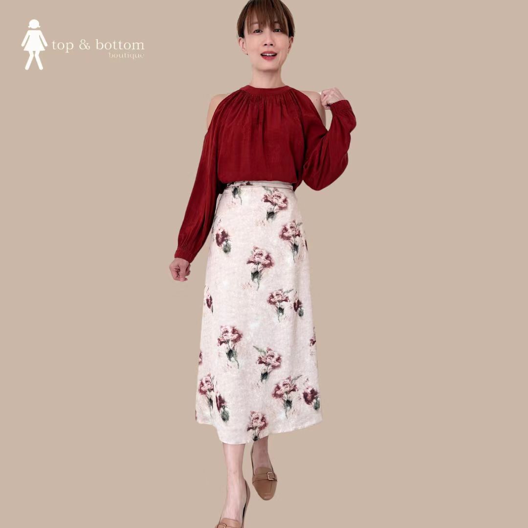 COLD SHOULDER BROCADE BLOUSE