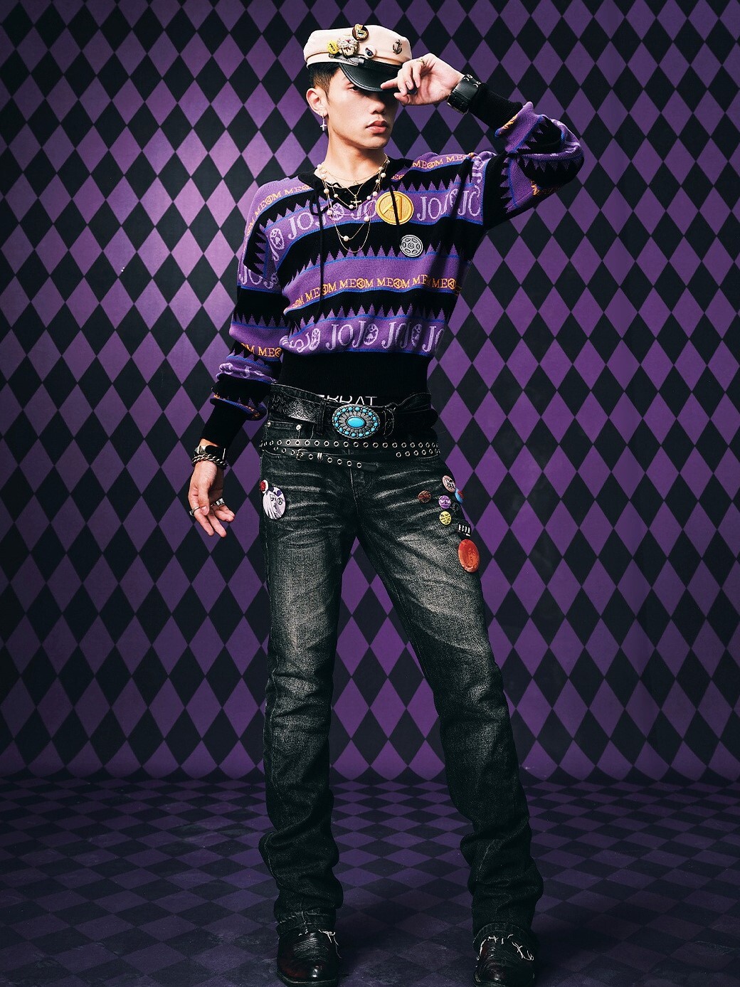 MEDM x JOJO的奇妙冒險 字母刺繡 休閒寬鬆 針織衫