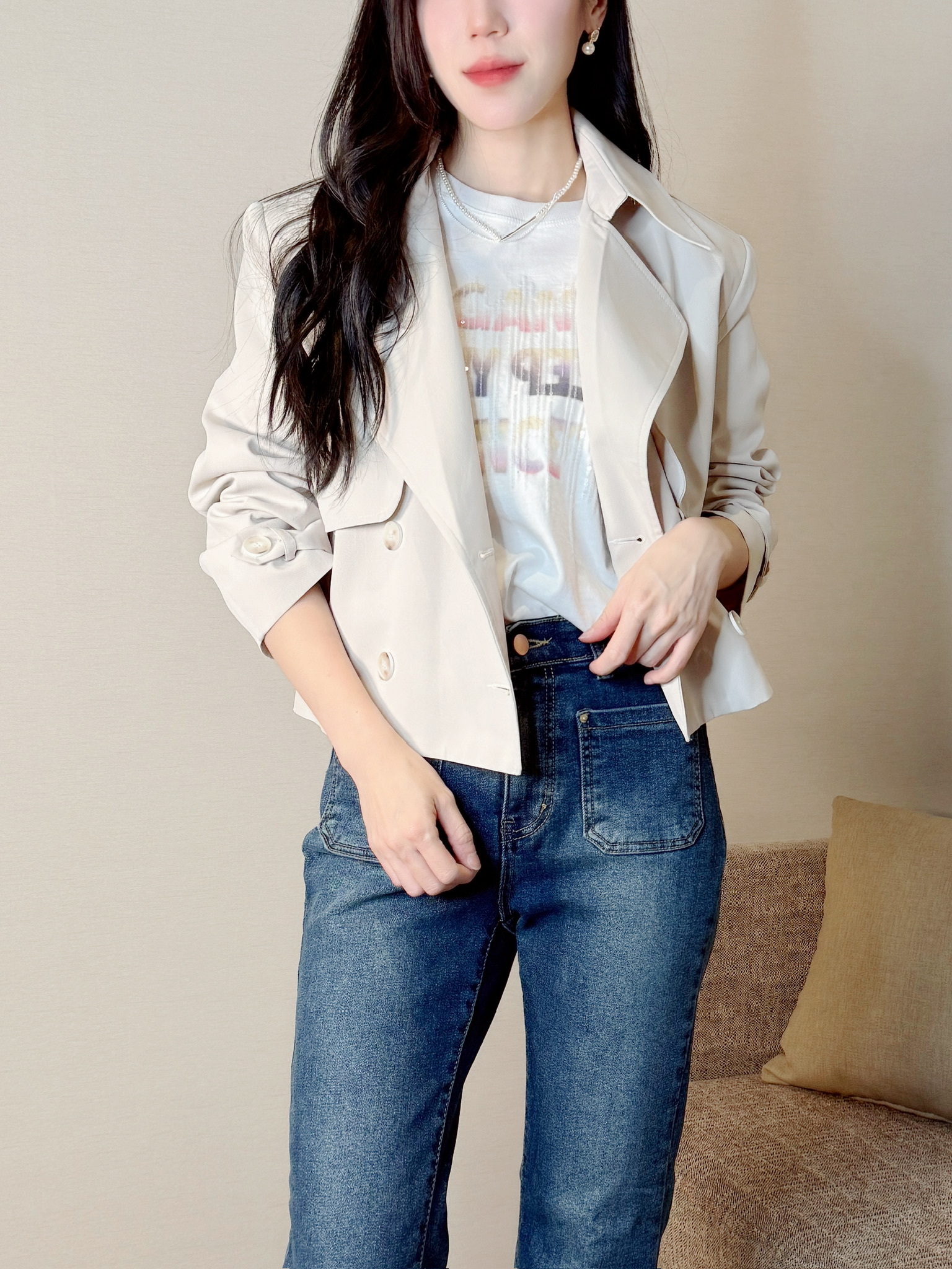 率性必備!翻領短版風衣