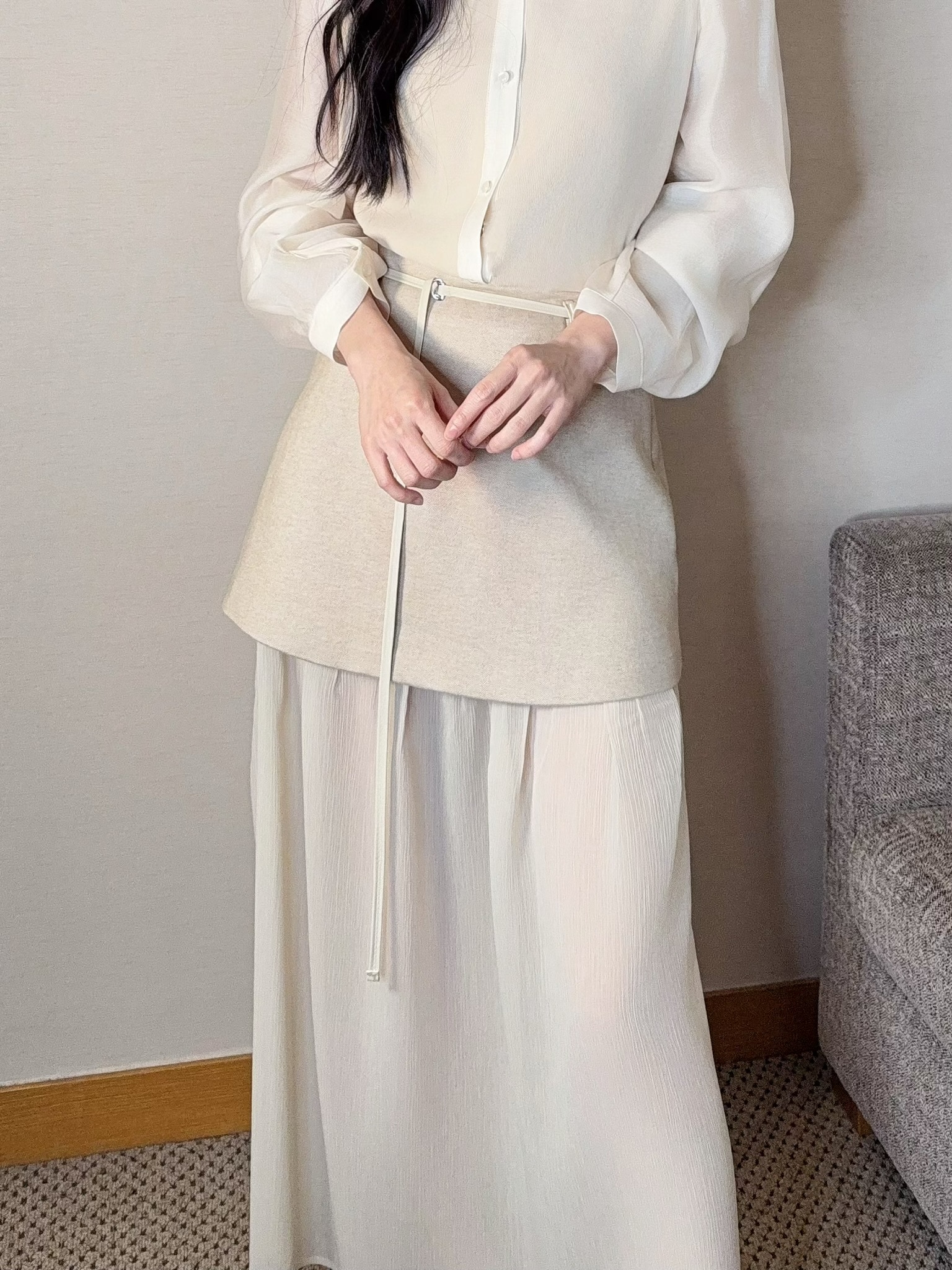 微霧光澤絨面襯衫