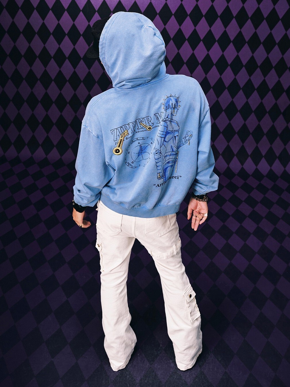 MEDM x JOJO的奇妙冒險 水洗做舊款 人物印花 連帽外套