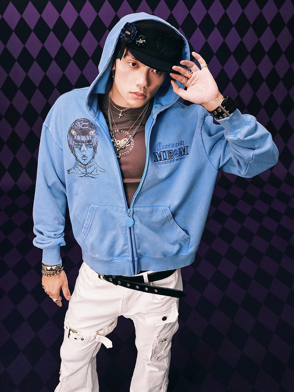 MEDM x JOJO的奇妙冒險 水洗做舊款 人物印花 連帽外套