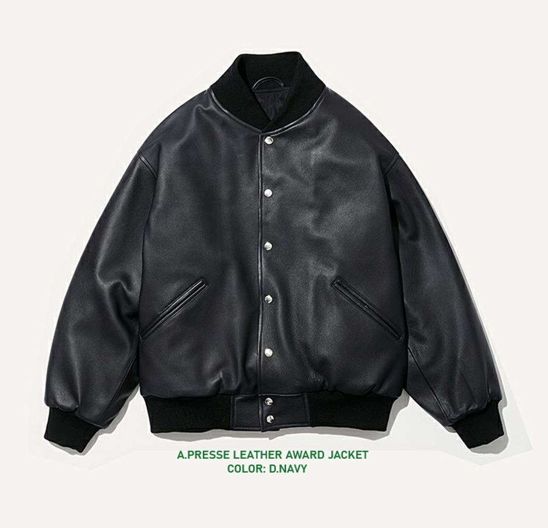 A.PRESSE 2025 A/W LEATHER AWARD JACKET (25AAP-01-04) - PRE ORDER ITEM (預訂中)