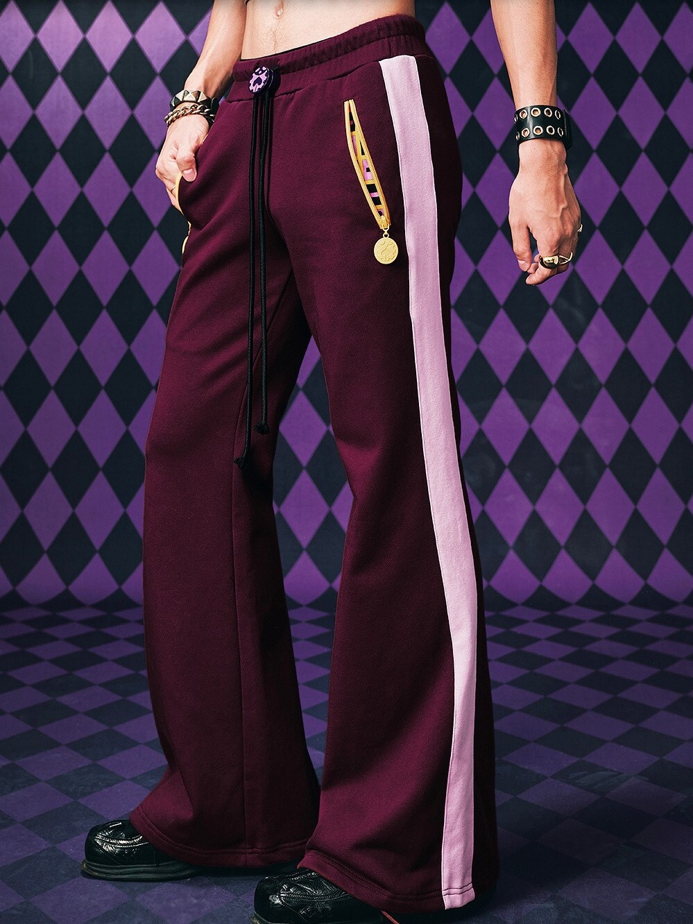 MEDM x JOJO的奇妙冒險 拼色後口袋 抽繩休閒長褲