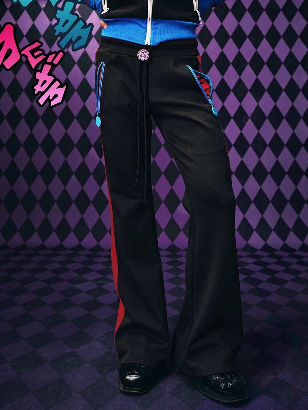 MEDM x JOJO的奇妙冒險 拼色後口袋 抽繩休閒長褲