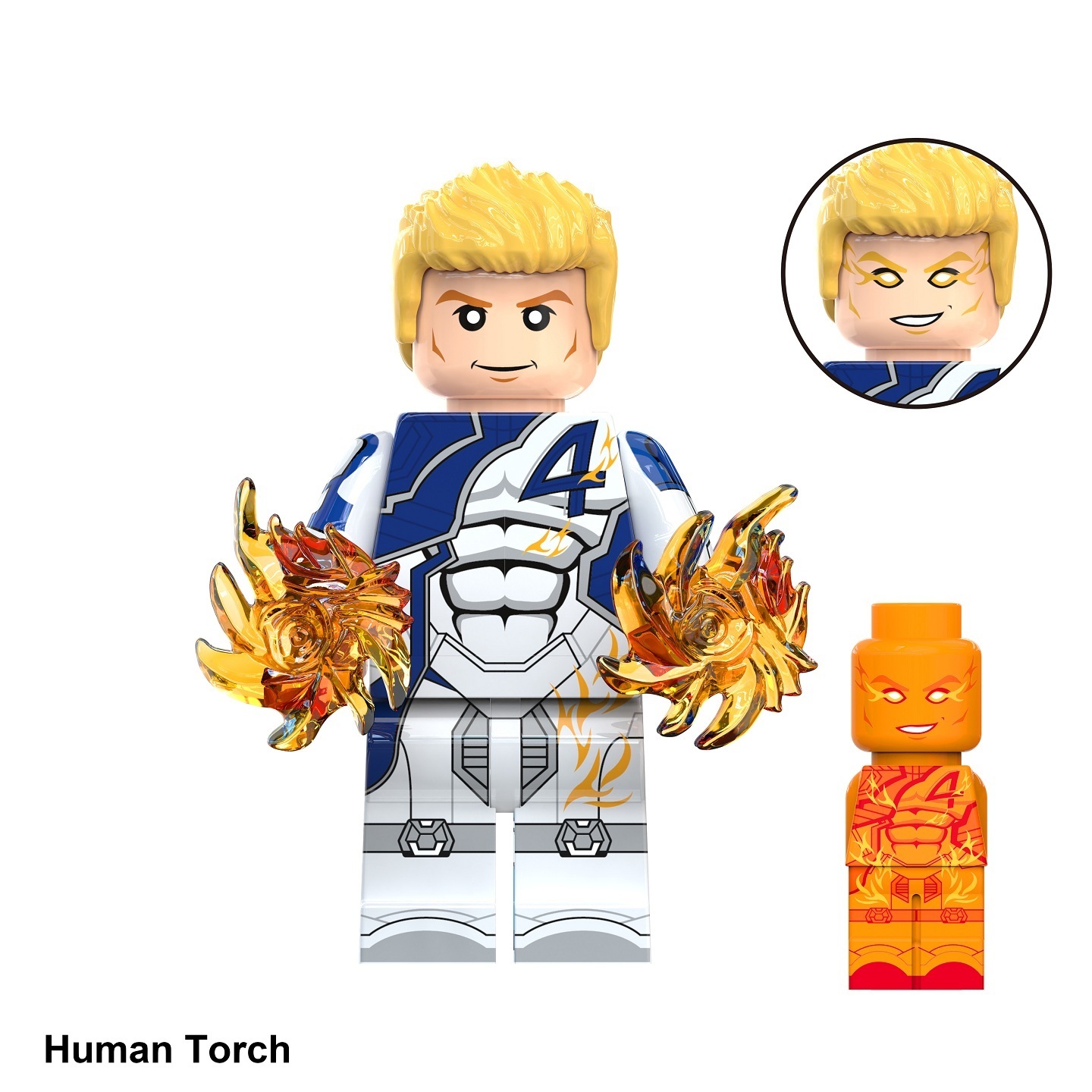 The Fantastic Four Human Torch Custom Minifigures Minifigs Fit Lego TV6213 TV1109