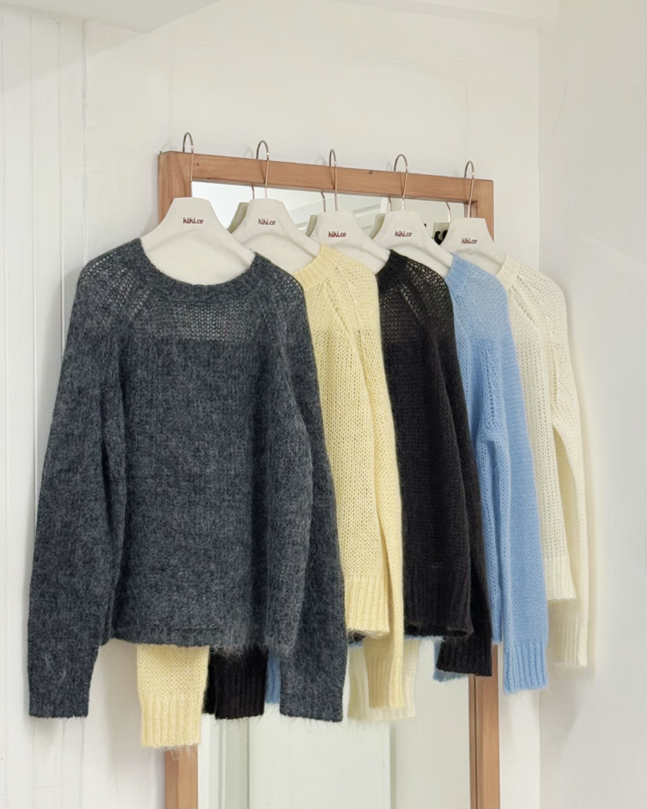 100%馬海毛縷空針織柔軟毛衣