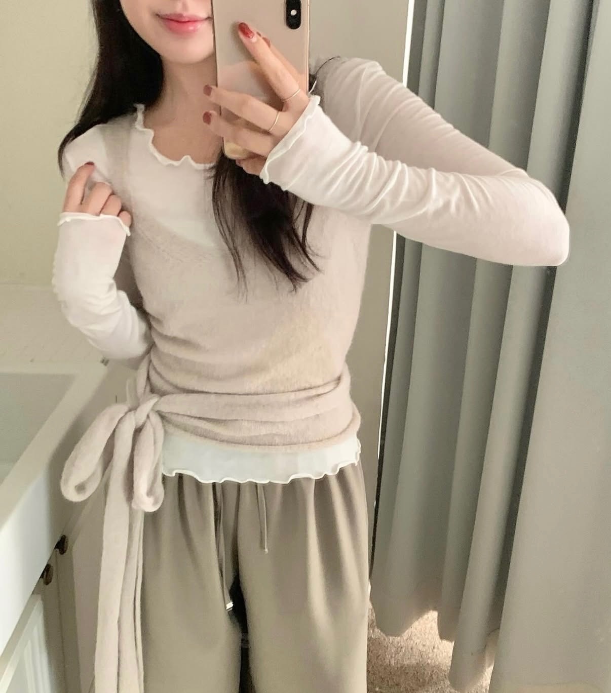 Frill tencel long tee