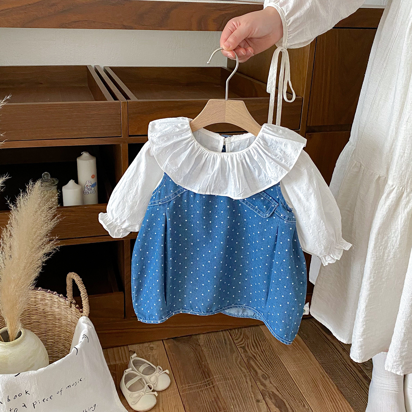 花邊內搭衣+點點背心裙套裝(73-100)