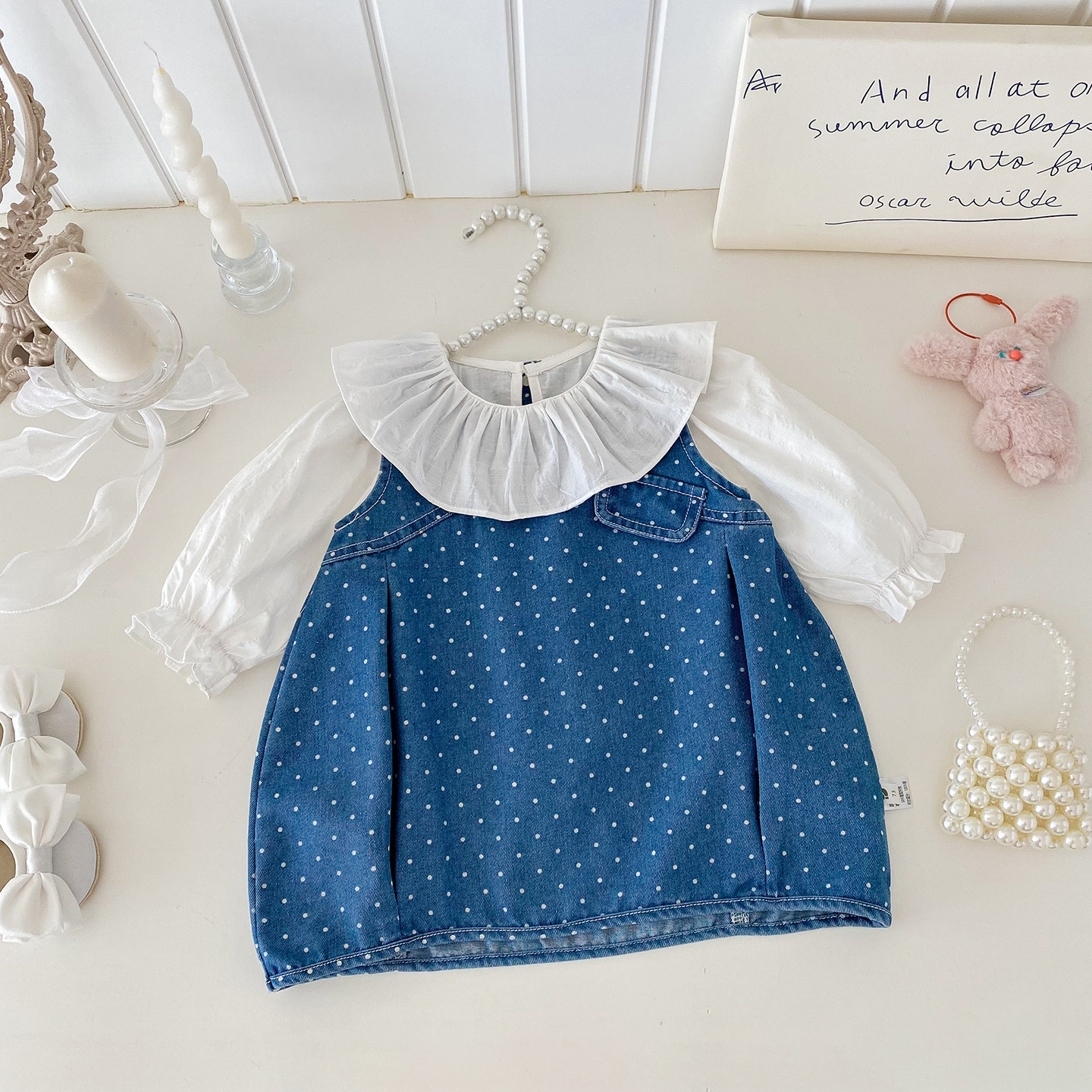 花邊內搭衣+點點背心裙套裝(73-100)