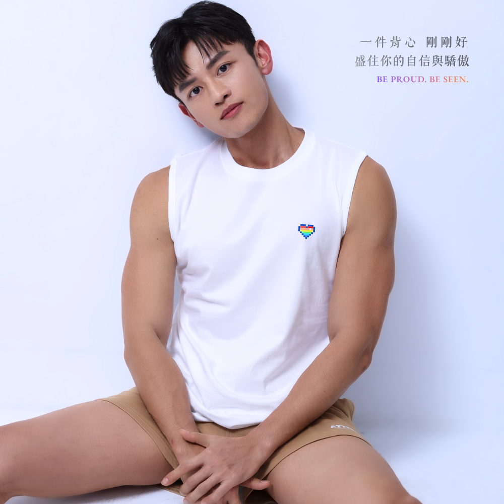 精選新品！心動彩虹寬版純棉背心【心動白】