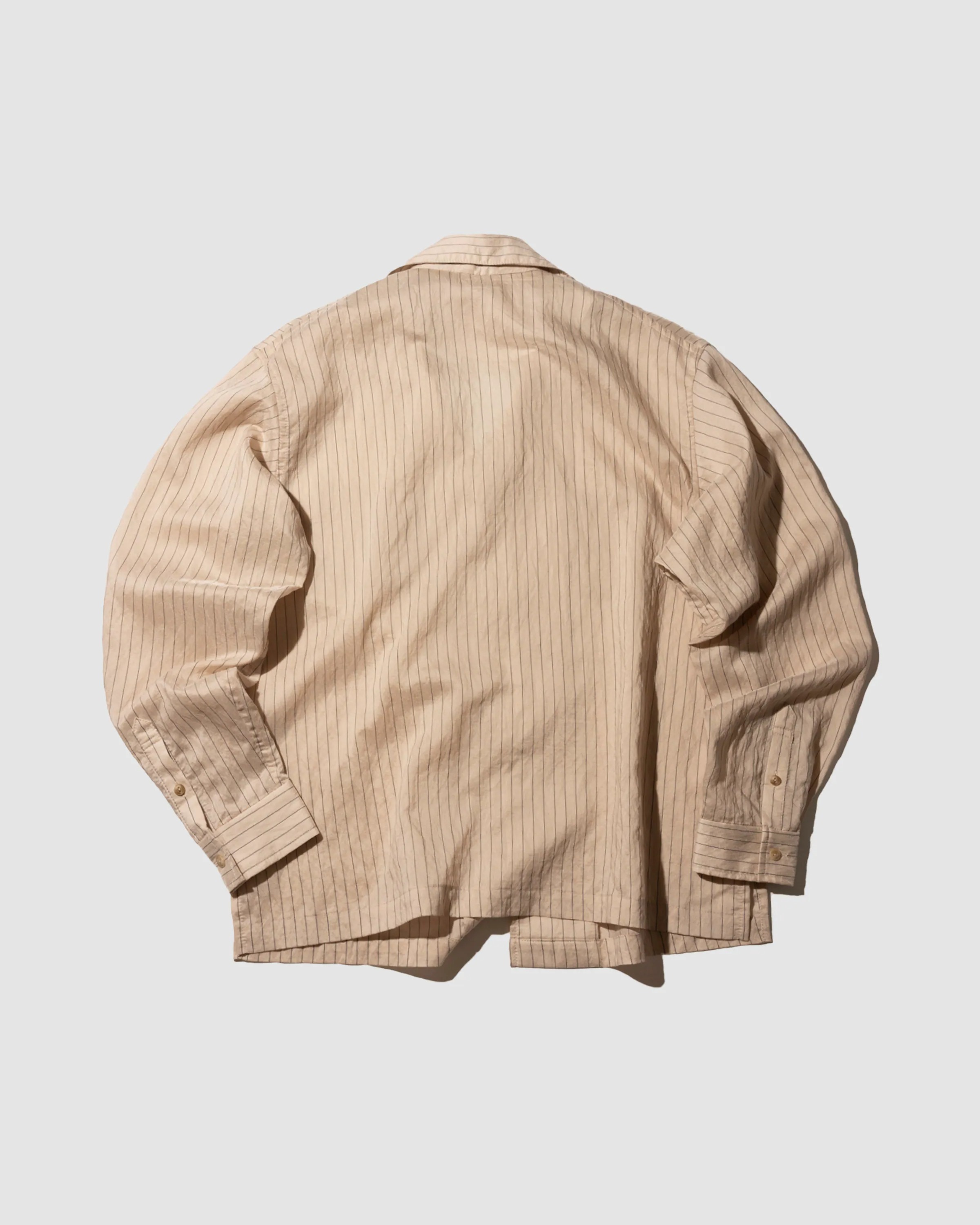 YANGI Camp Collar Long Sleeve Striped Shirt