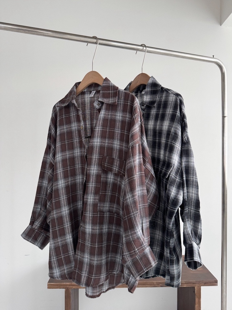 毛呢格紋襯衫外套