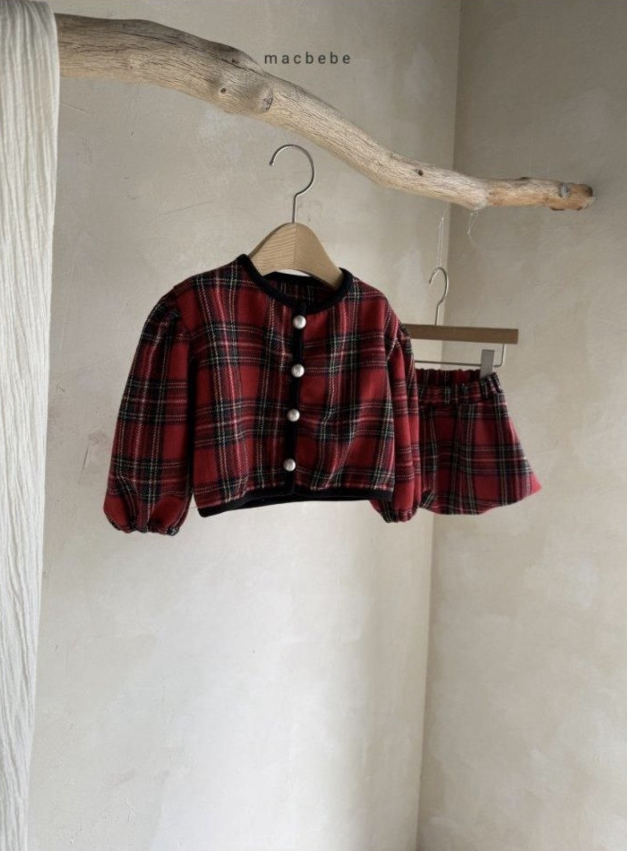 Macbebe Check Cardigan Set