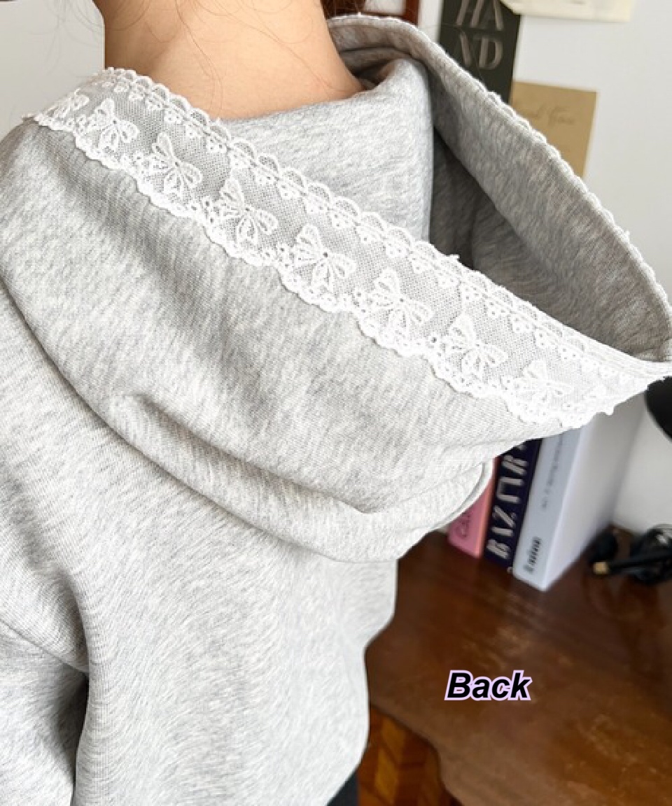 1/11 日系女裝 喱士蝴蝶結邊有帽衞衣/3 色