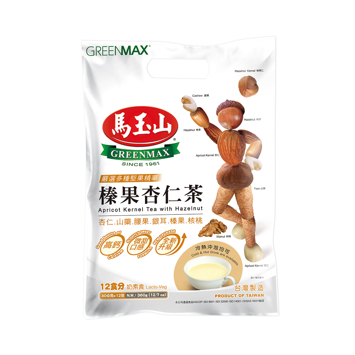 馬玉山 榛果杏仁茶(高鈣全新升級) 360g (30g*12包)