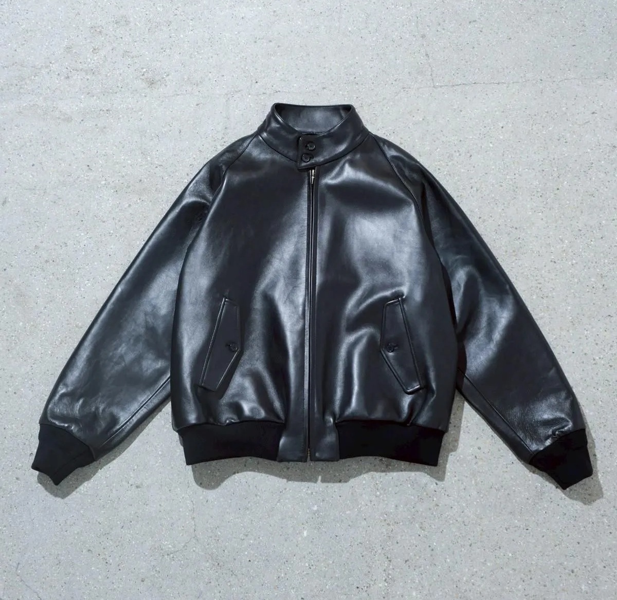 A.PRESSE 2025 LEATHER HARRINGTON JACKET (25AAP-01-05) - BLACK PRE ORDER ITEM (預訂中)