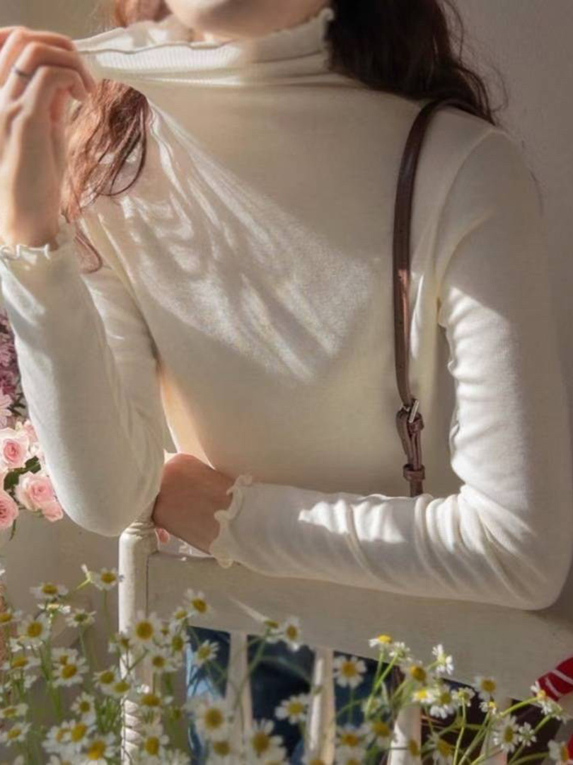 小優雅秘密武器★木耳邊高領內搭