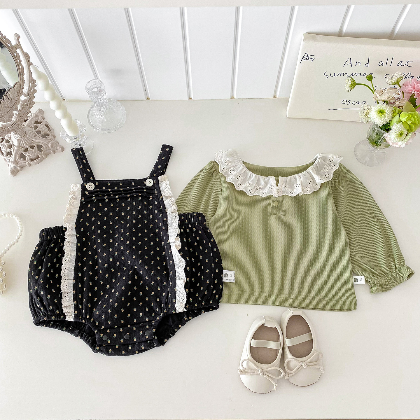 田園風橘子吊帶包屁套裝(66-90)