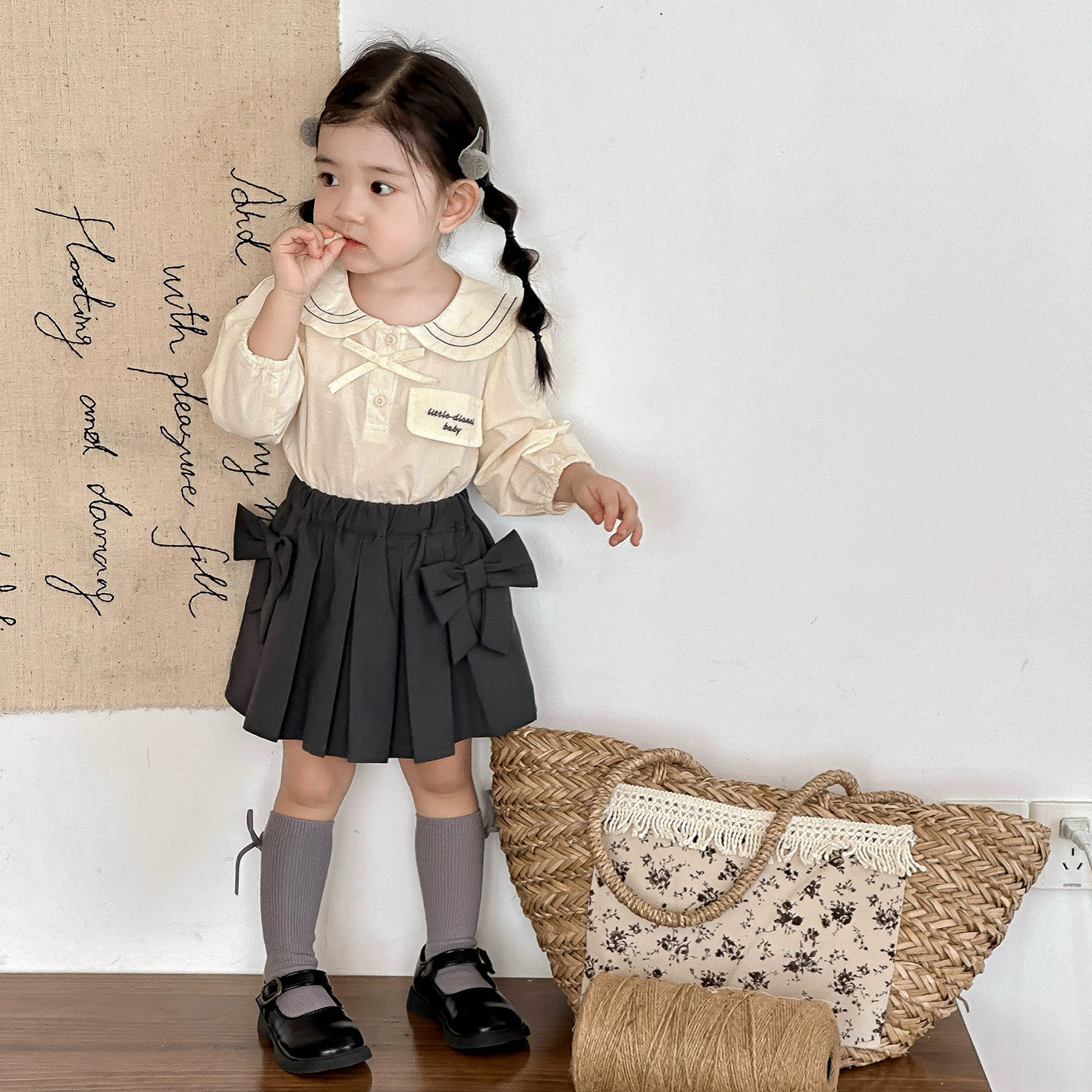 學院風襯衫百褶裙套裝(73-100)