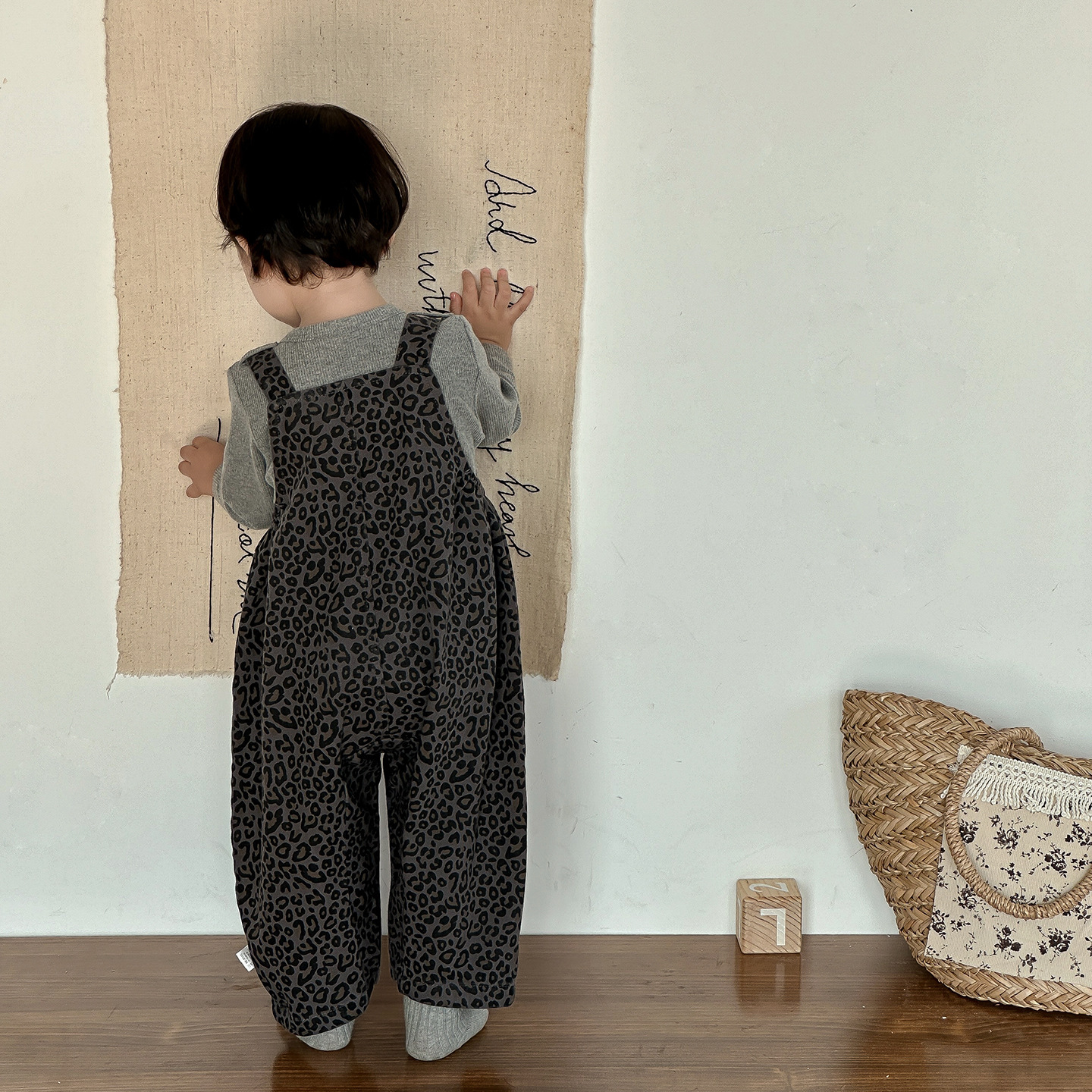 豹紋吊帶連身褲兩件套(66-100)
